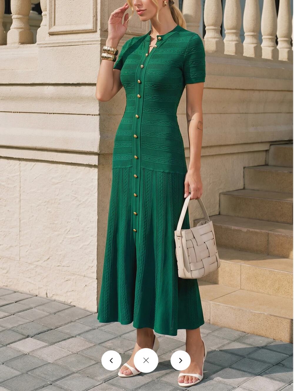 NWT Commense Short Sleeve Textured Knit Midi Dress Sz L